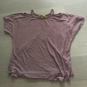 Red and White Striped Off-Shoulder Girls Tee